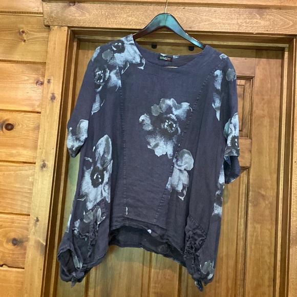 MADE IN ITALY LINEN OVERSIZED ONE SIZE TOP WITH POCKETS Preowned - Picture 1 of 4